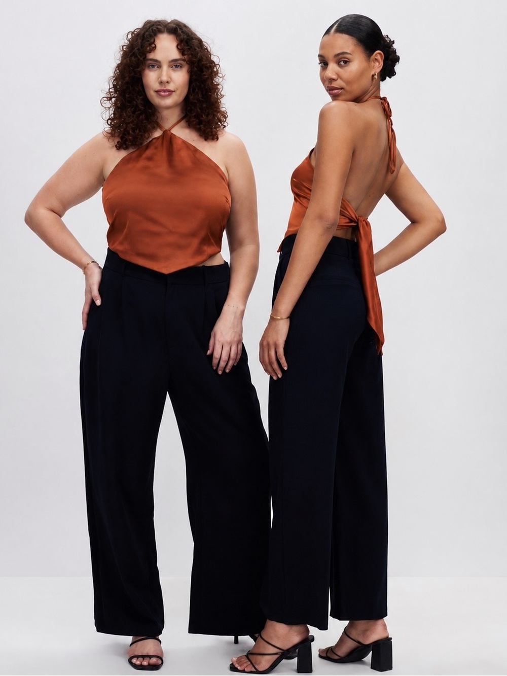 Abercrombie Satin Halter Scarf Top in Rust